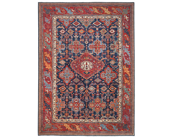 9x12 Blue Aryana Afghan Hand Knotted Veg Dye Wool Area Rug